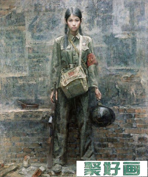 张大中油画作品欣赏《女红卫兵》