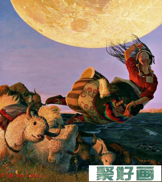 西藏高原的民风再现--王沂光油画欣赏