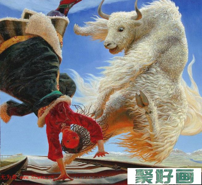 西藏高原的民风再现--王沂光油画欣赏