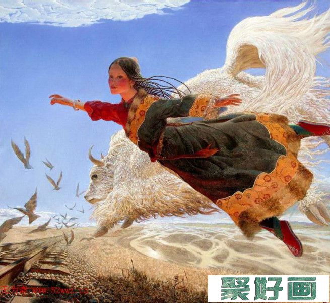 西藏高原的民风再现--王沂光油画欣赏