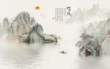 中式山水背景墙素材欣赏:山水情素材下载 F