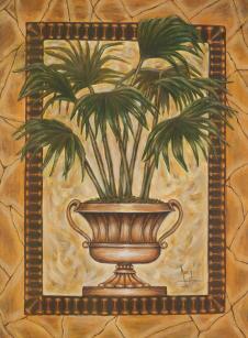 印度装饰画素材: 花盆里的绿色植物 A