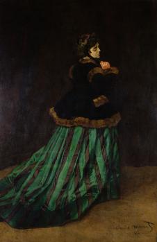 莫奈作品：卡米尔 一个穿着绿色衣服的女人 高清大图下载