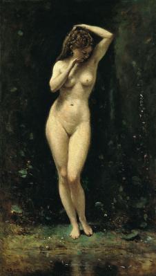 柯罗人物画作品: 站着的裸女