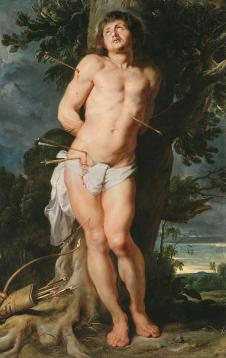 鲁本斯油画作品: 巴斯蒂安Saint Sebastian 裸体男人油