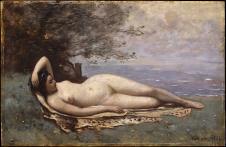 柯罗人物画作品:躺着的裸女