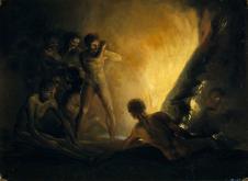 戈雅作品: 男人围着篝火油画欣赏