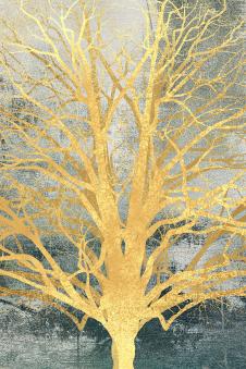 金色发财树装饰画: 树木金箔画 A