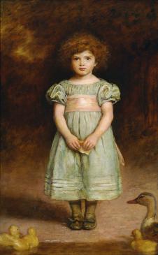 米莱斯作品: 穿绿裙子的小女孩油画欣赏