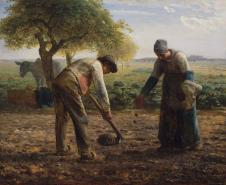 米勒油画作品: 马铃薯播种者油画高清欣赏