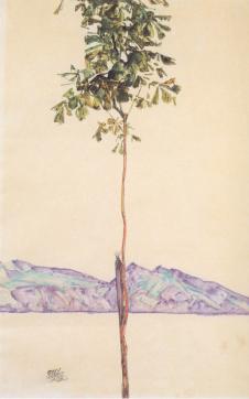 席勒风景画油画: 小树