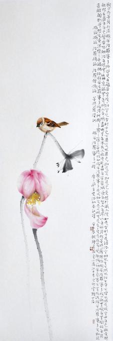 新中式花鸟装饰画素材: 荷花水墨画 荷韵装饰画下载 B