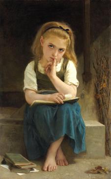 布格罗油画: 看书的女孩