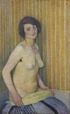 亨利马丁油画:裸露胸部的女人