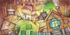 梦の游乐场装饰画系列: 彩色的城堡水彩画
