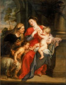 鲁本斯油画作品: 伊丽莎白和施洗约翰