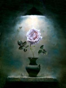 阿列克谢安东诺夫油画作品: 骄傲的玫瑰油画 坛子里的玫瑰花油画