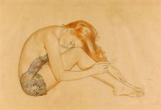 巴尔加斯绘画作品: 坐着的红发女孩