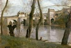 柯罗油画风景高清作品: 芝特的桥