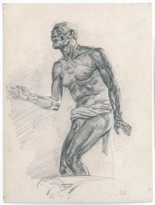 德拉克罗瓦素描作品: 老人体素描练习