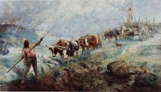 安东尼奥·帕雷拉斯 （Antnio Parreiras）A Derrubada 牛车油画