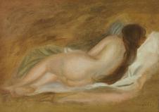 雷诺阿高清油画: 侧躺着的裸女