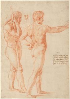 拉斐尔素描: (1483–1520)-Nude Studies, 1515. 男人
