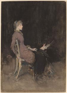 惠斯勒作品: 坐在椅子上的女人水彩画欣赏