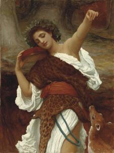 莱顿油画作品: 打手鼓的女人