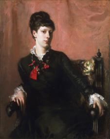 萨金特油画作品: 坐着的黑衣女人肖像油画欣赏