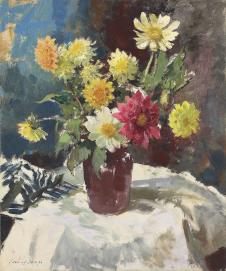 爱德华西戈作品: 桌子上的瓶花