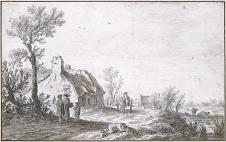 Jan Josephszoon van Goyen作品:  (Dutch)-Country Road with 乡村公路素描