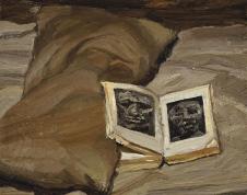 卢西安弗洛伊德油画作品: 放在床上的书
