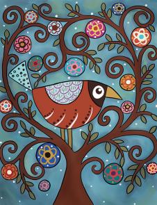 树上的鸟插画欣赏: 关于树的插画