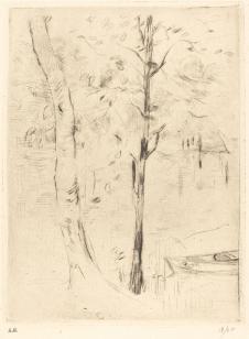莫里索素描作品:河边的小树