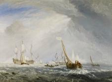 透纳作品: 海上航行的帆船油画高清欣赏