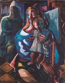 艾米利亚诺·迪·卡瓦尔坎蒂 （Emiliano Di Cavalcanti）母女油画