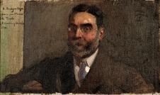 索罗拉印象油画作品:戴眼睛的男人肖像