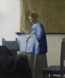 维米尔作品: 读信的蓝衣女子（读信的少女） - young woman reading a letter