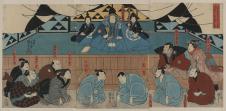 歌川国芳 镰仓时期的武士青藤藤津那。浮世绘三联画