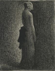 修拉素描作品欣赏: 站着的女人