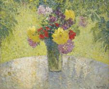 亨利马丁油画: 桌子上的花瓶