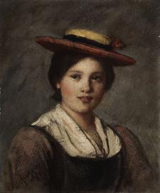 弗朗茨·冯·德弗雷格尔  带草帽的蒂罗尔女人