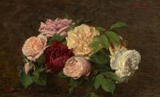 方丹·拉图尔作品: 几朵玫瑰花