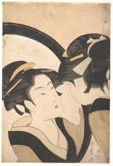 喜多川歌磨作品: 梳妆的病人图,浮世绘美人图
