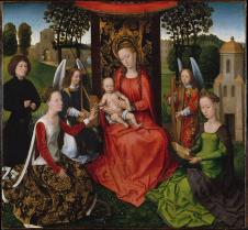 汉斯·梅姆林作品:圣母子及圣凯瑟琳和芭芭拉 Virgin and Child with Saints Catherine of Alexandria and Barbara