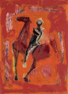 欧美现代画: 人物骑马抽象画 B