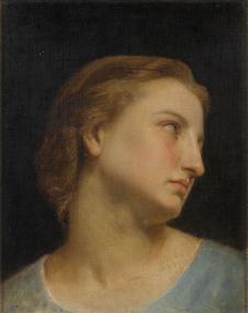 布格罗油画: 女子头部的习作
