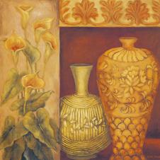 中东装饰画素材: 陶罐和马蹄莲 A