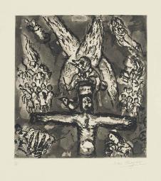 夏加尔版画作品: 十字架上的耶稣  高清图片素材下载